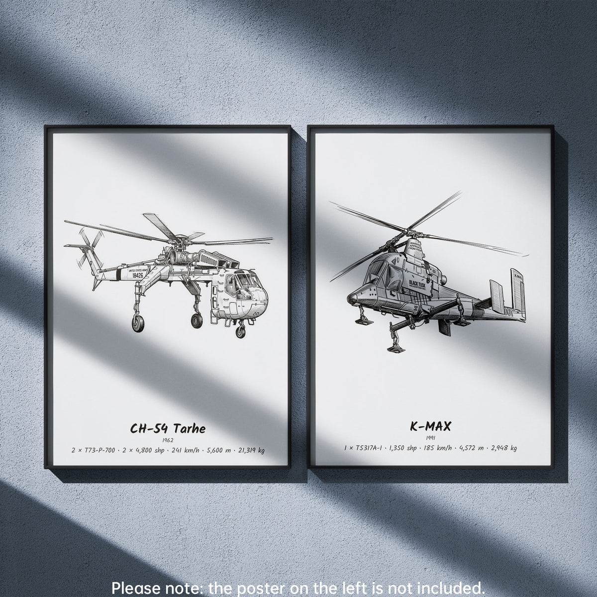 Kaman K-MAX Wall Art Paired with Sikorsky CH-54 Tarhe