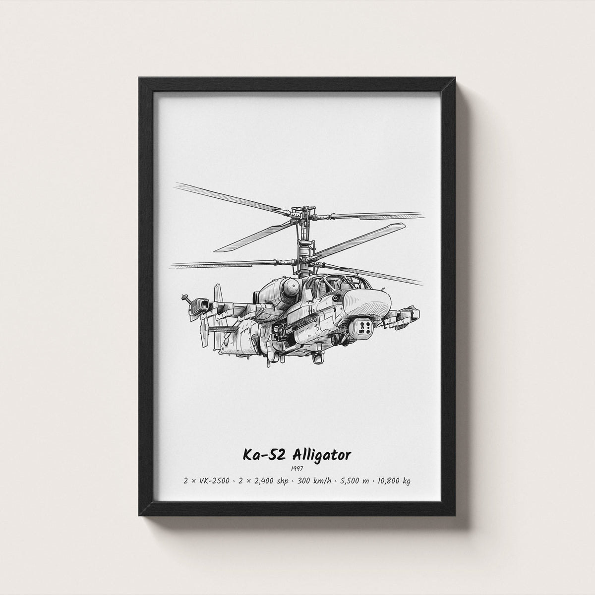 Kamov Ka-52 Alligator Helicopter Wall Art