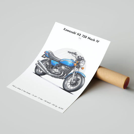 Kawasaki H2 750 Mach IV 1972 Poster