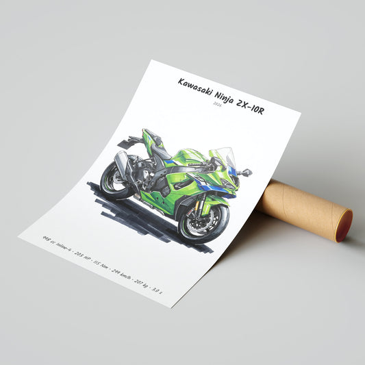 Kawasaki Ninja ZX-10R 2026 Minimalist Poster