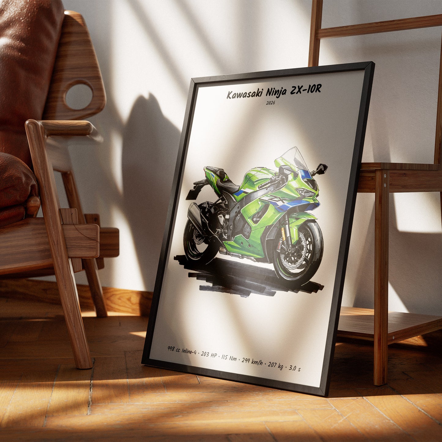 Kawasaki Ninja ZX-10R 2026 Minimalist Wall Art