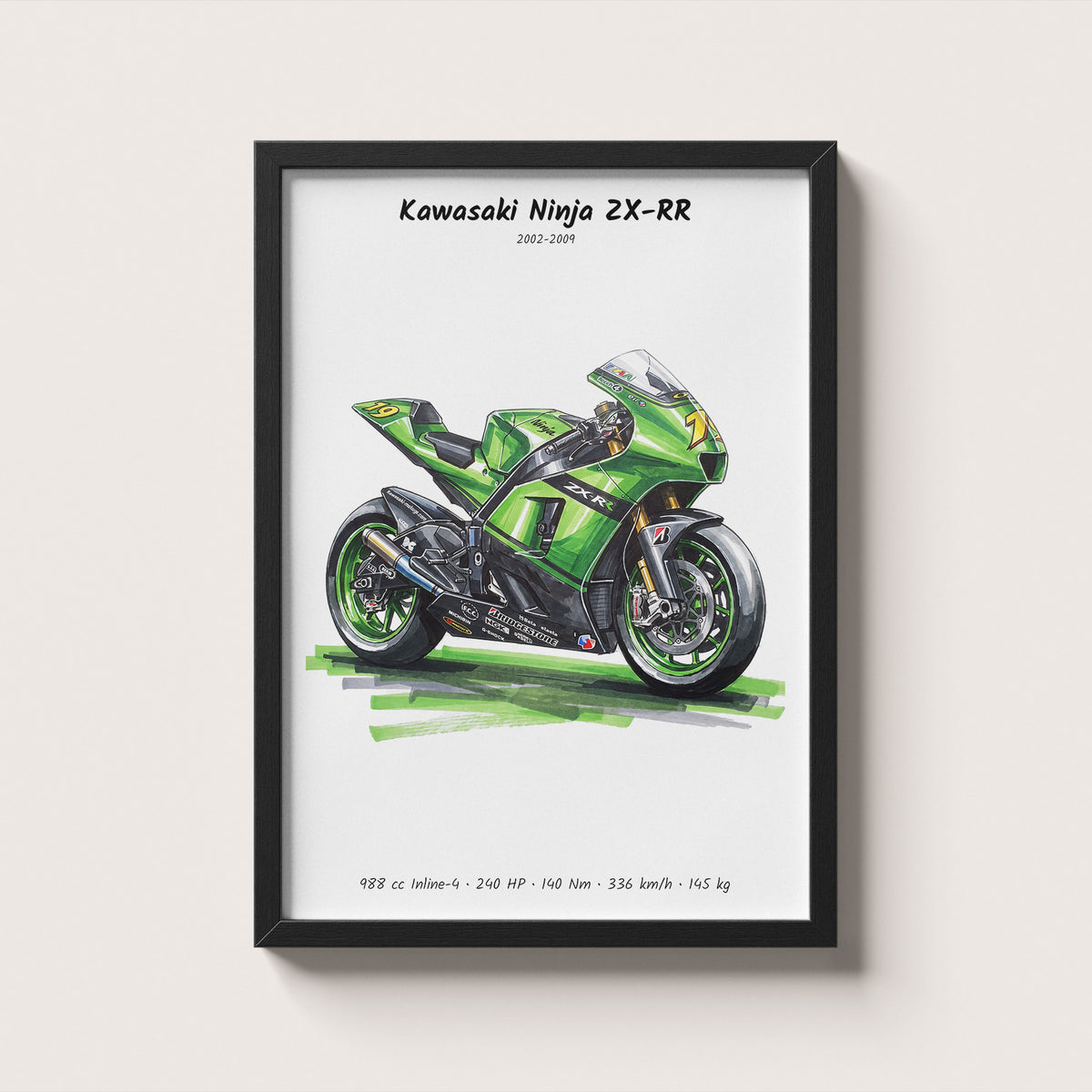 Kawasaki Ninja ZX-RR MotoGP Motorcycle Wall Art