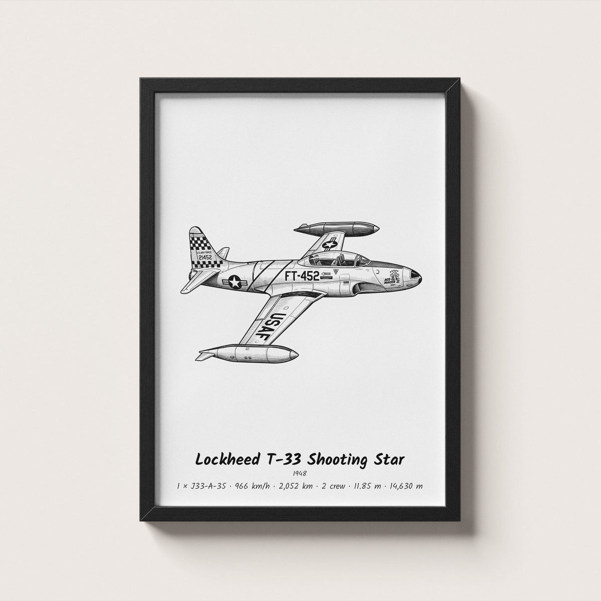 Lockheed T-33 Shooting Star Wall Art