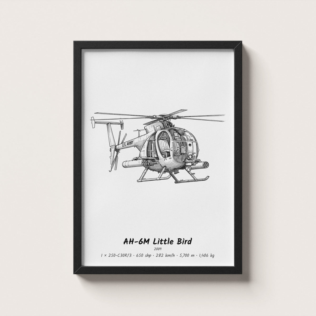 MD Helicopters AH-6M Little Bird Helicopter Wall Art