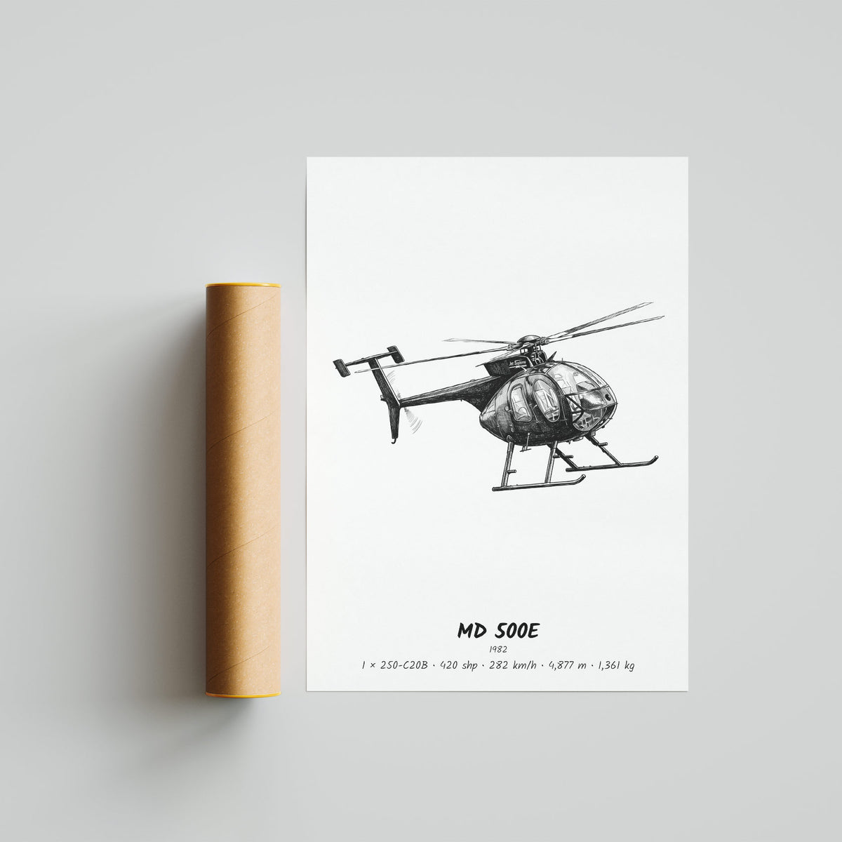 MD Helicopters MD 500E Helicopter Poster
