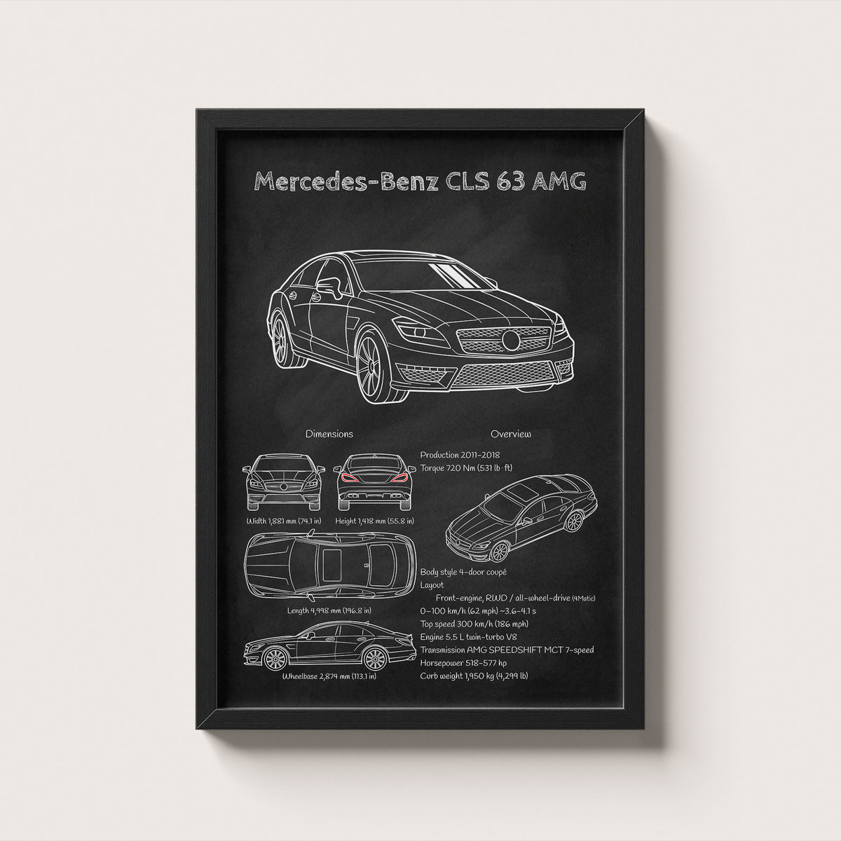 Mercedes-Benz CLS 63 AMG Blueprint Wall Art