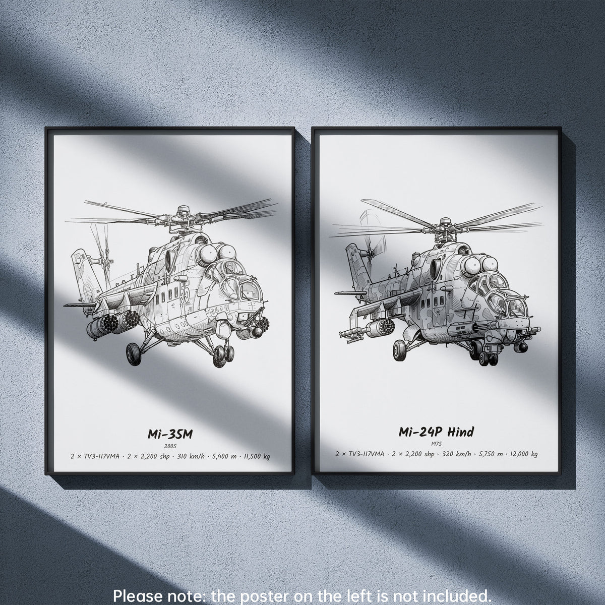 Mi-24P Hind Wall Art Paired with Mi-35M
