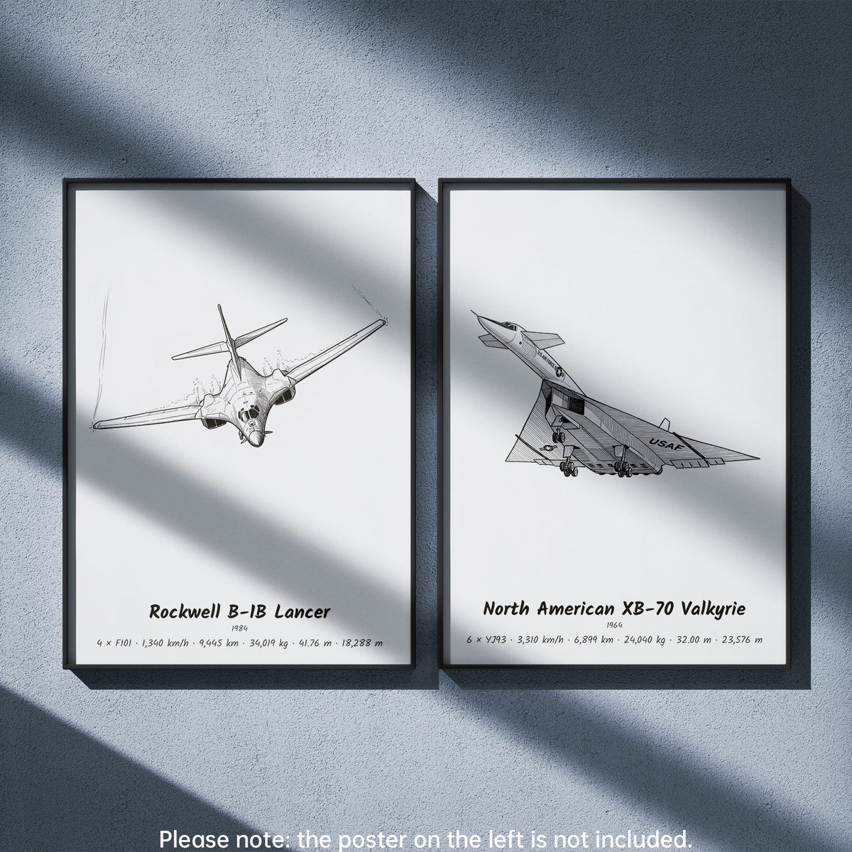 North American XB-70 Valkyrie Wall Art Paired with Rockwell B-1B Lancer
