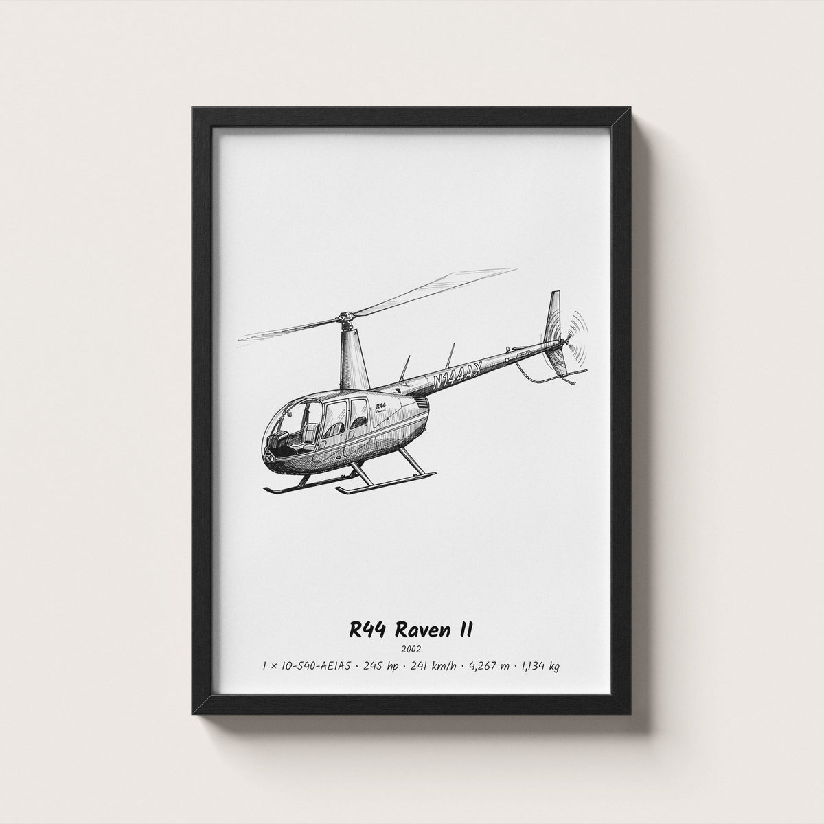 Robinson R44 Raven II Helicopter Wall Art