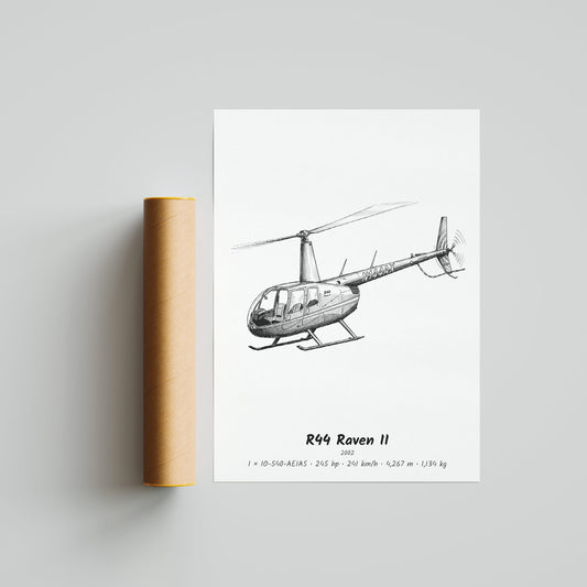Robinson R44 Raven II Helicopter Poster