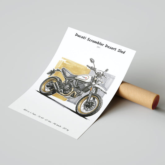 Ducati Scrambler Desert Sled Minimalist Poster
