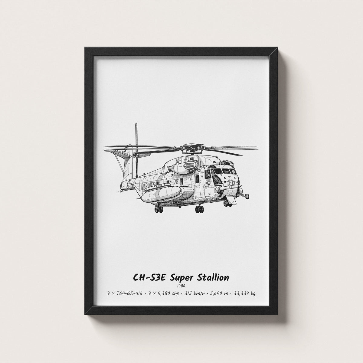 Sikorsky CH-53E Super Stallion Helicopter Wall Art