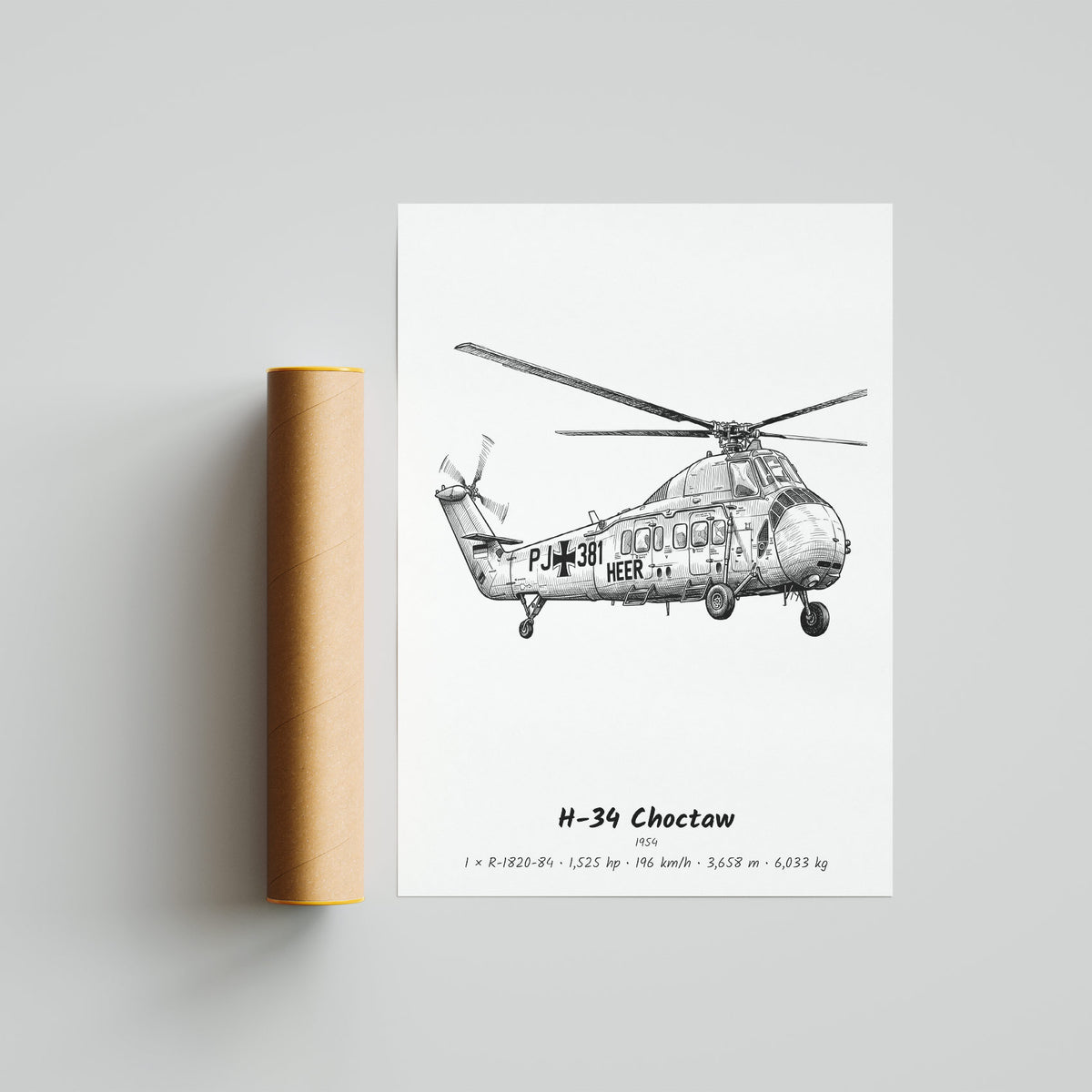 Sikorsky H-34 Choctaw Helicopter Poster
