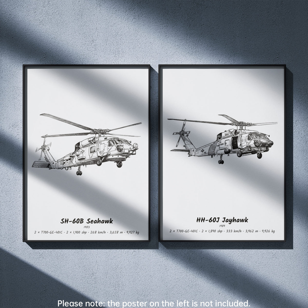 Sikorsky HH-60J Jayhawk Wall Art Paired with Sikorsky SH-60B Seahawk