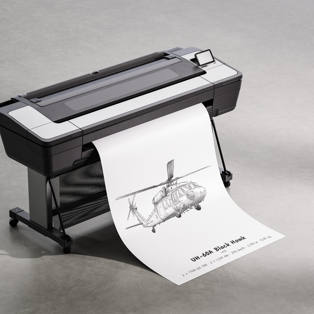 Sikorsky UH-60A Black Hawk Hand Drawn Print