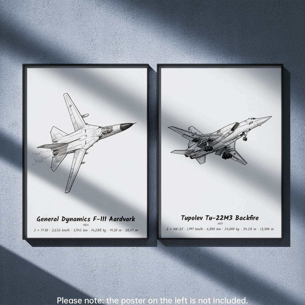 Tupolev Tu-22M3 Backfire Wall Art Paired with General Dynamics F-111 Aardvark
