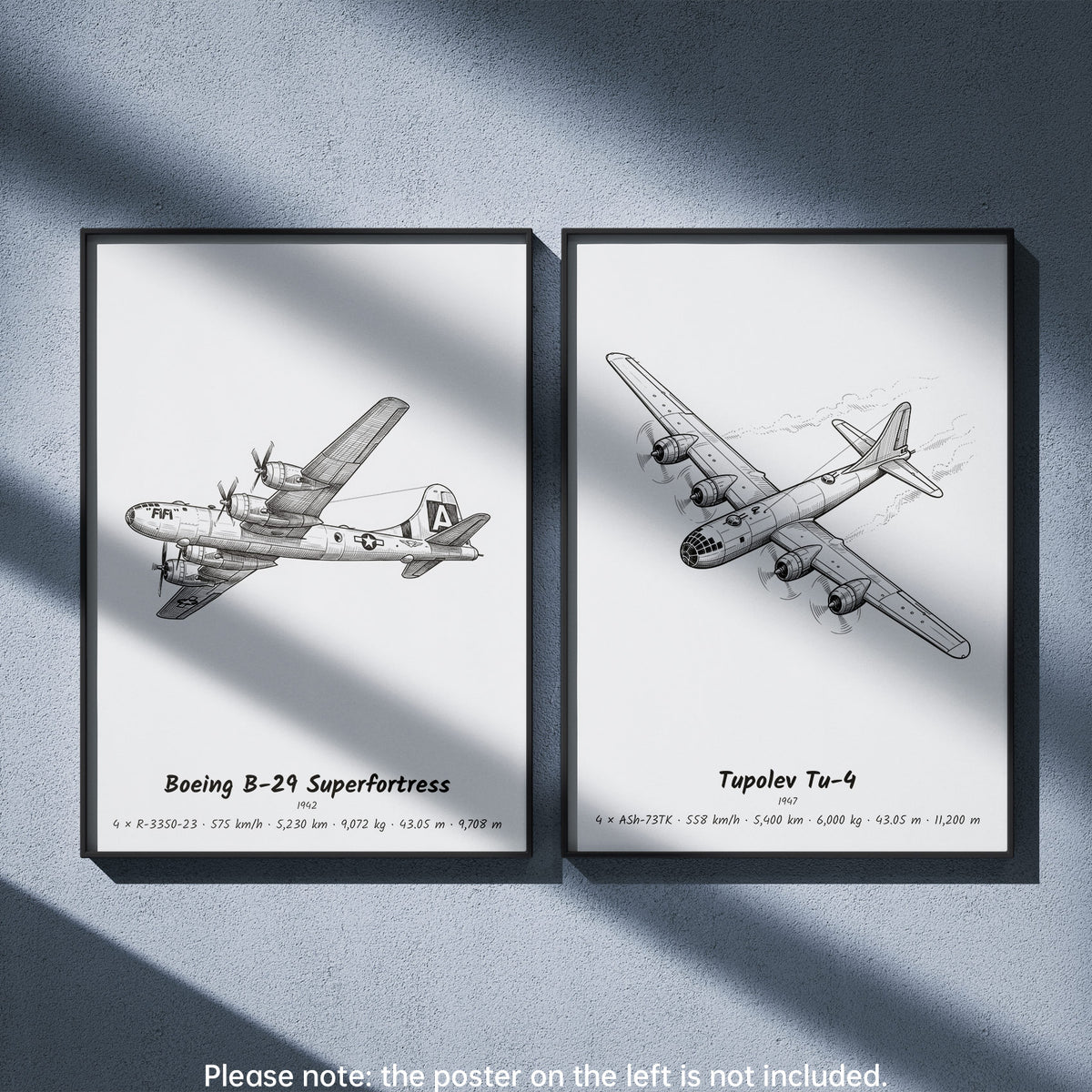 Tupolev Tu-4 Wall Art Paired with Boeing B-29 Superfortress