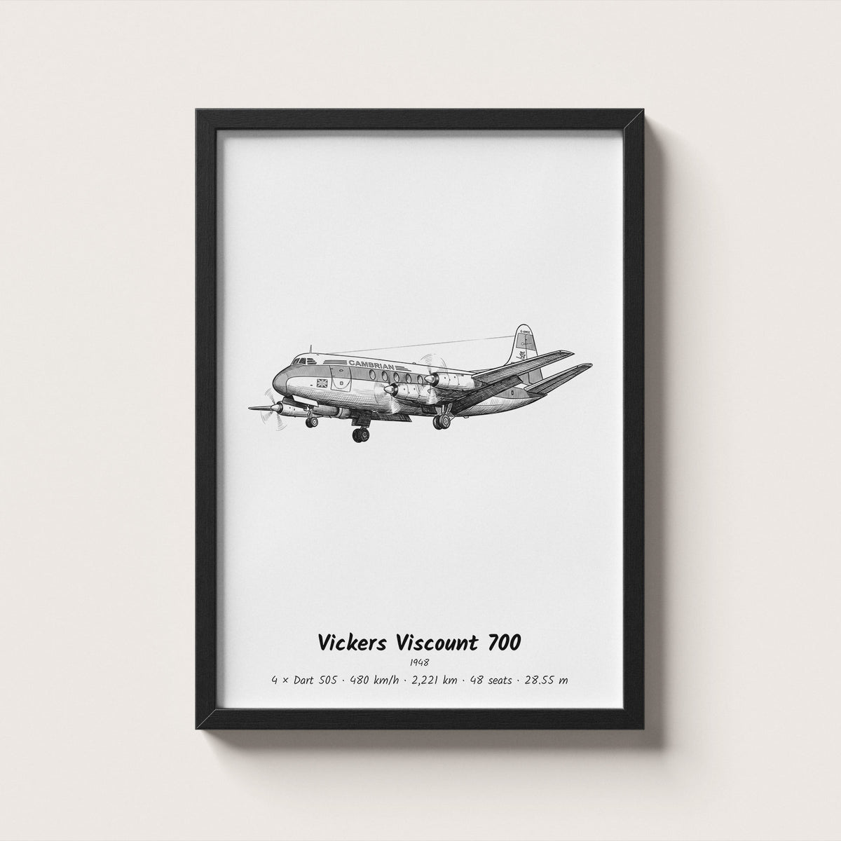 Vickers Viscount 700 Airliner Wall Art