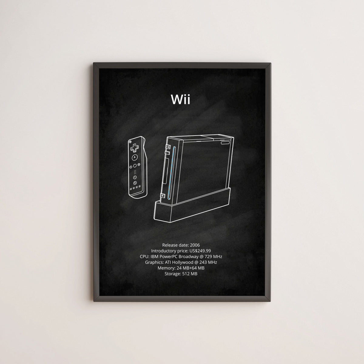 Nintendo Wii blueprint poster wall art