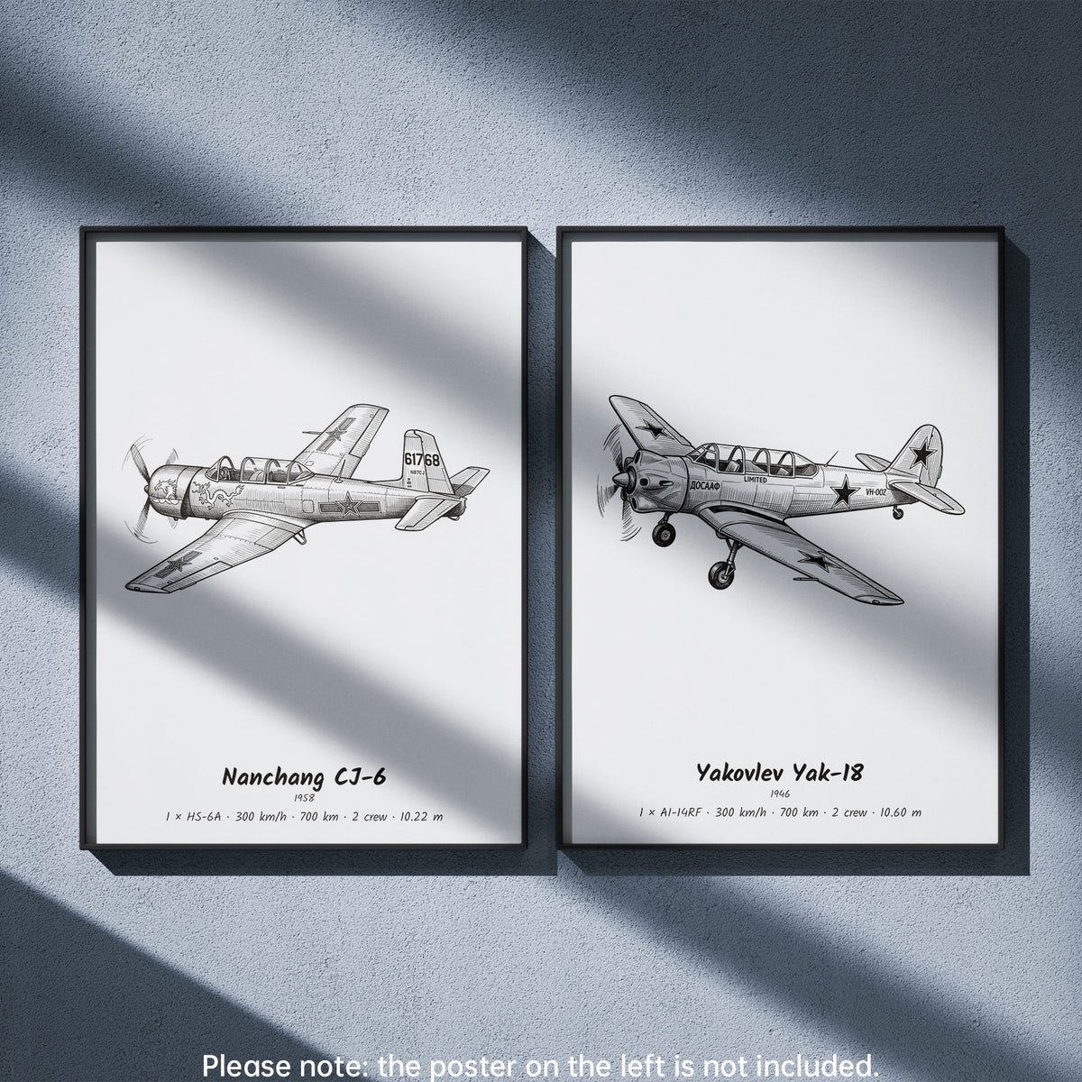 Yakovlev Yak-18 Wall Art Paired with Nanchang CJ-6