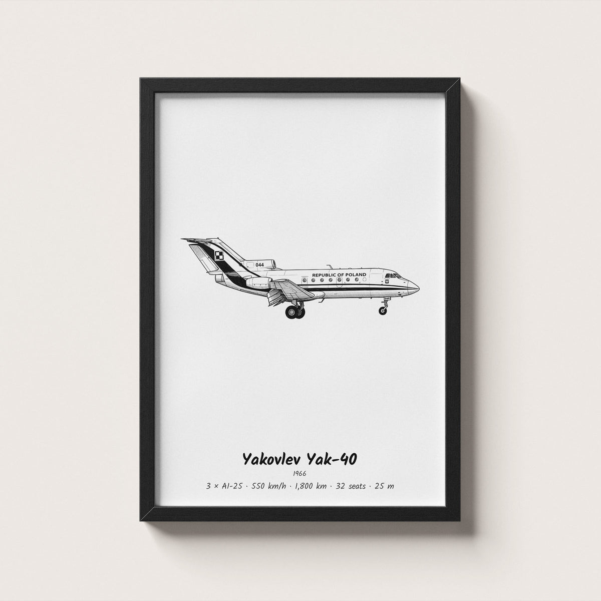 Yakovlev Yak-40 Airliner Wall Art