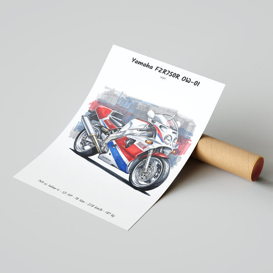 Yamaha FZR750R OW-01 Motorcycle Poster