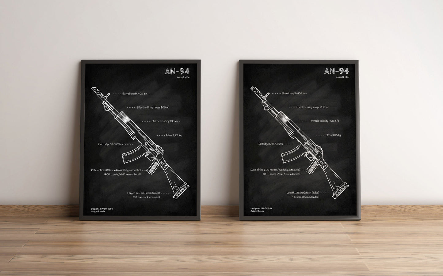 AN-94 rifle blueprint poster wall art