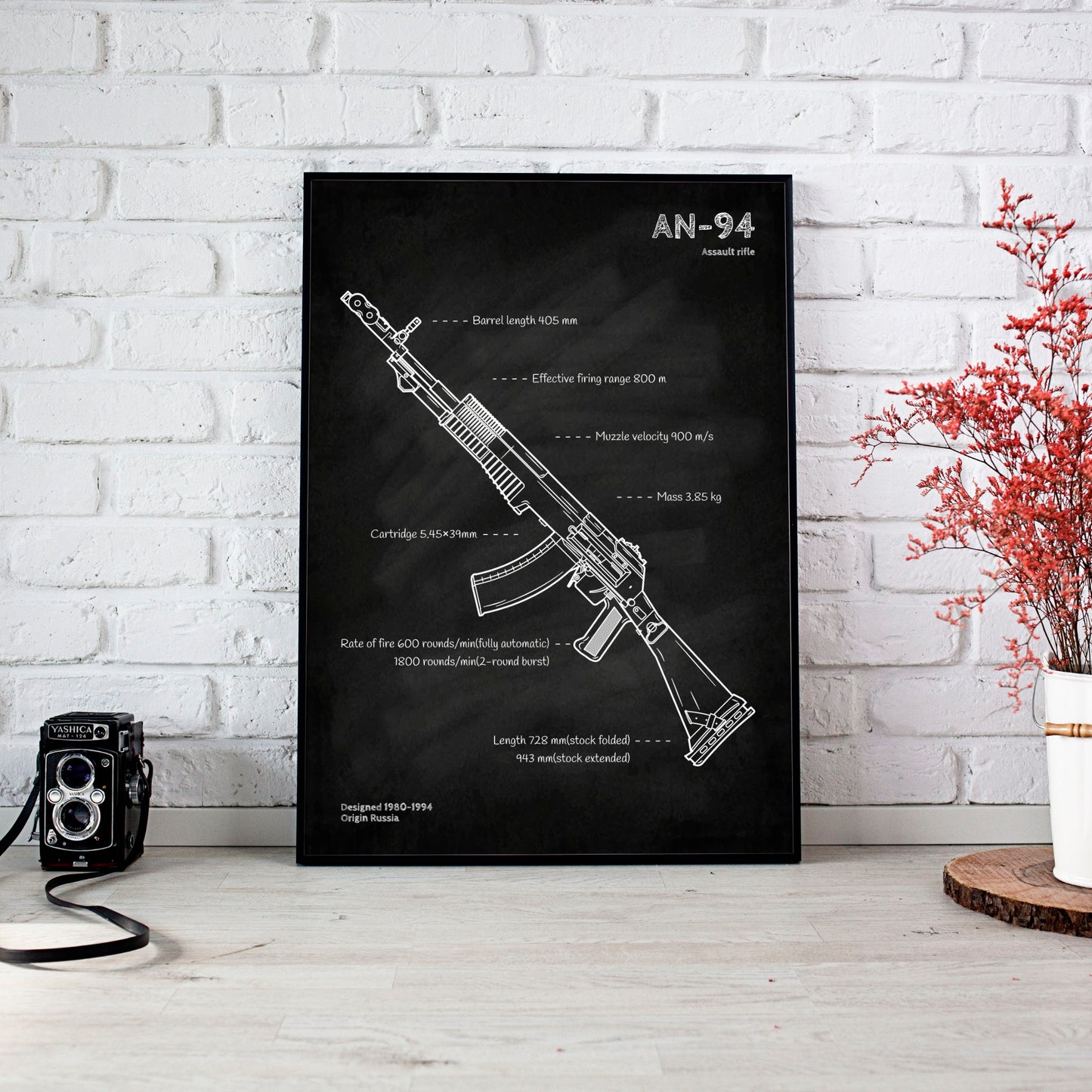 AN-94 rifle blueprint poster wall art