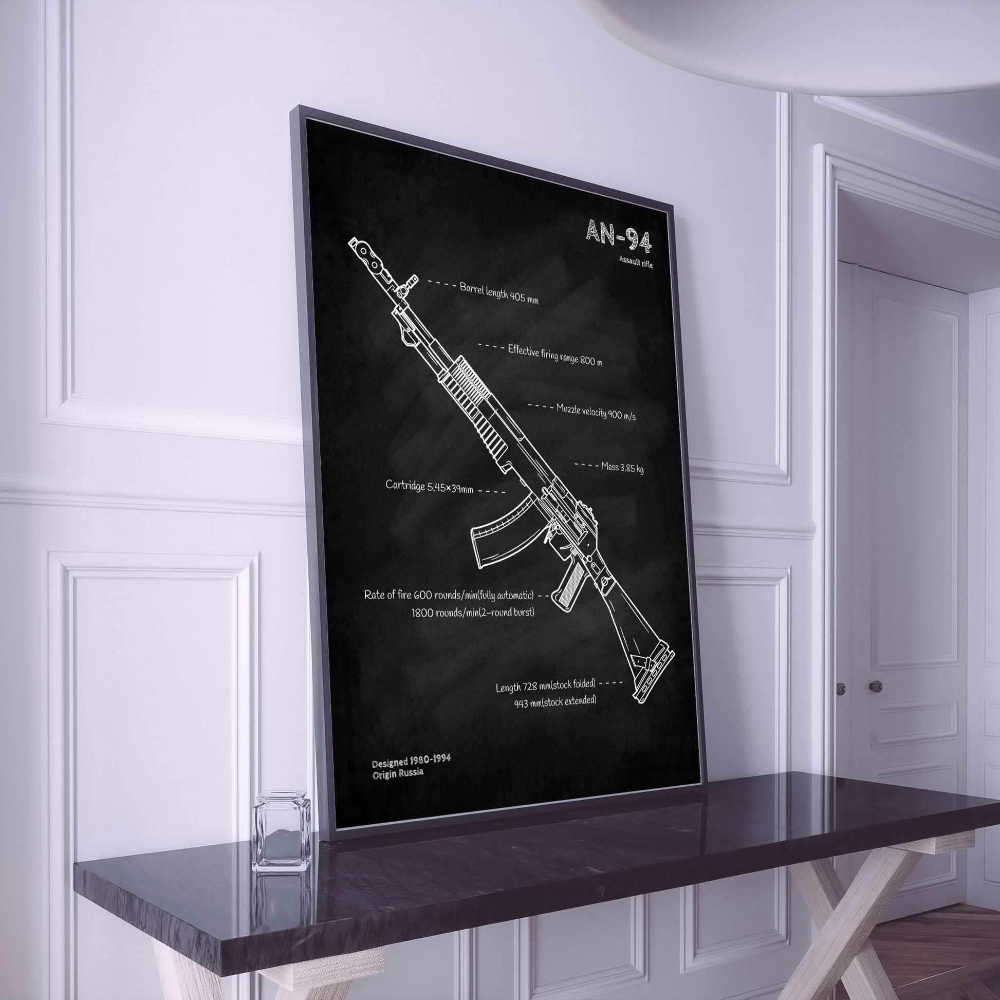 AN-94 rifle blueprint poster wall art