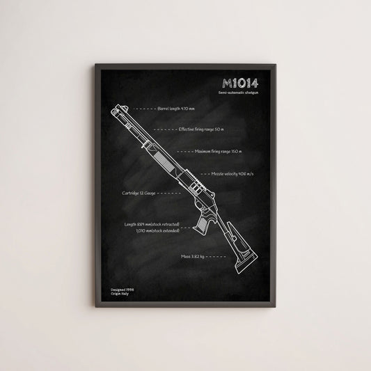 M1014 shougun blueprint poster wall art