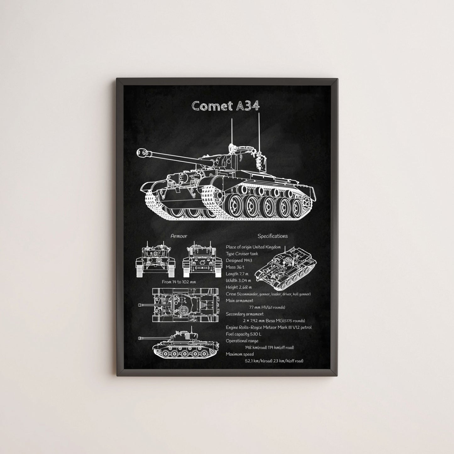 Comet A34 tank poster wall decor