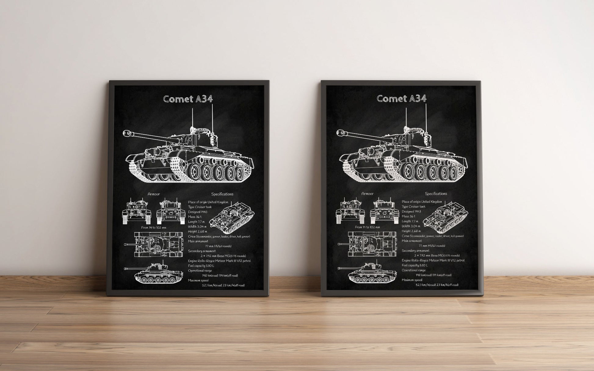 Comet A34 tank poster wall decor