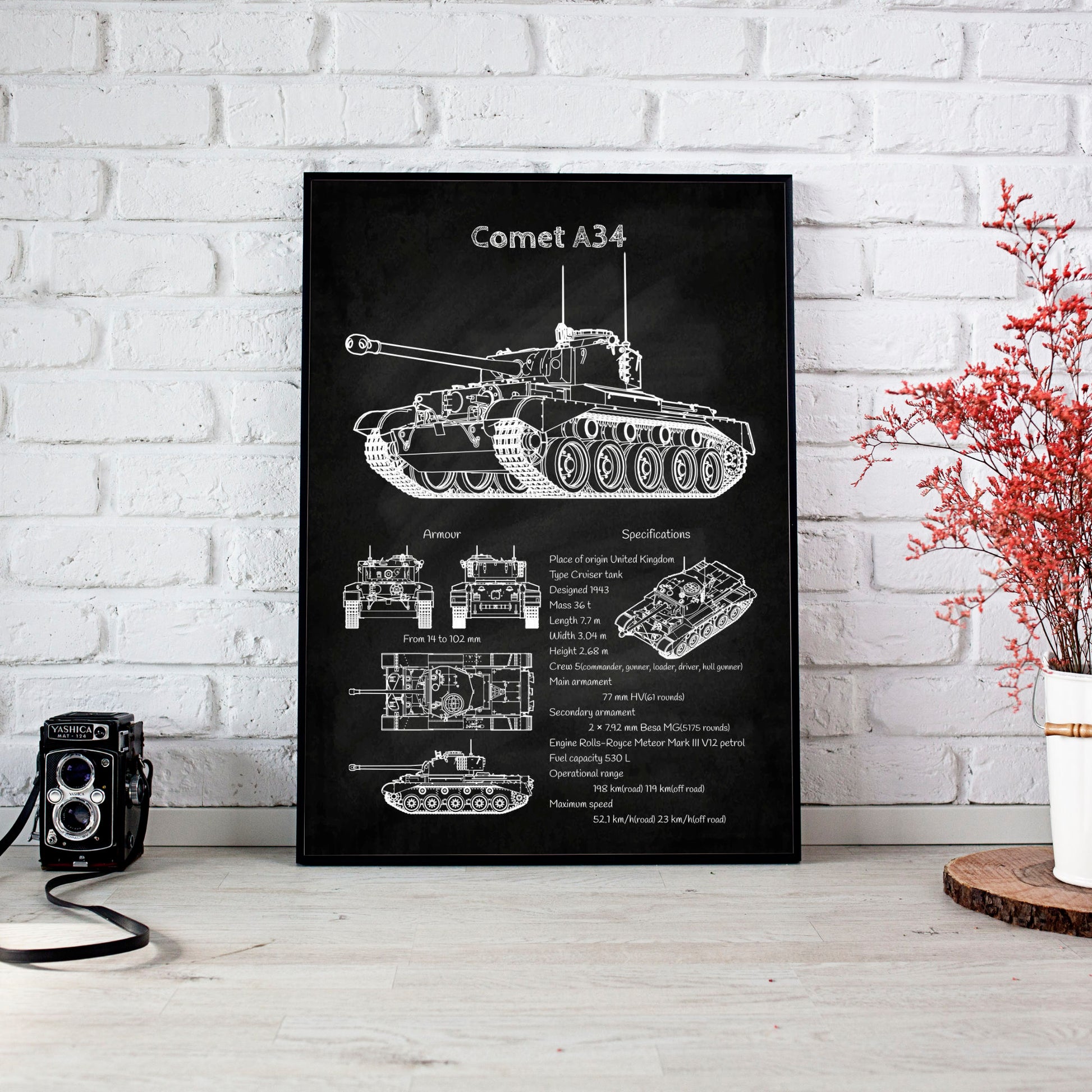 Comet A34 tank poster wall decor