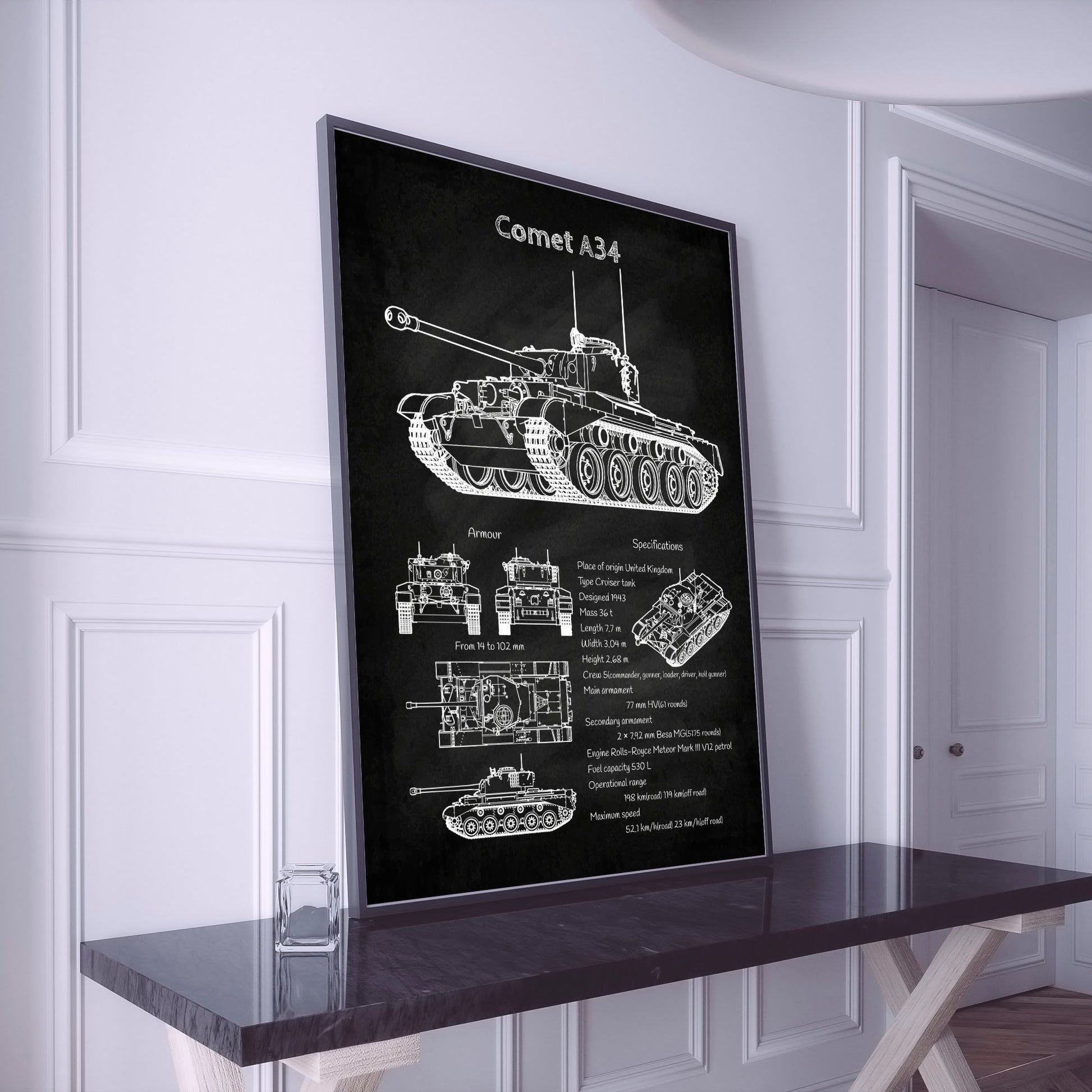 Comet A34 tank poster wall decor