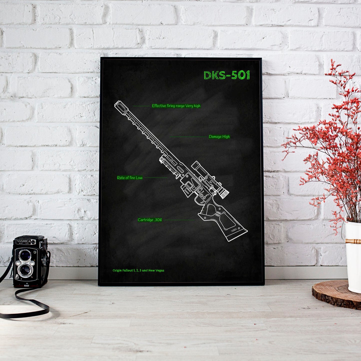 Fallout DKS-501 sniper rifle blueprint poster wall art