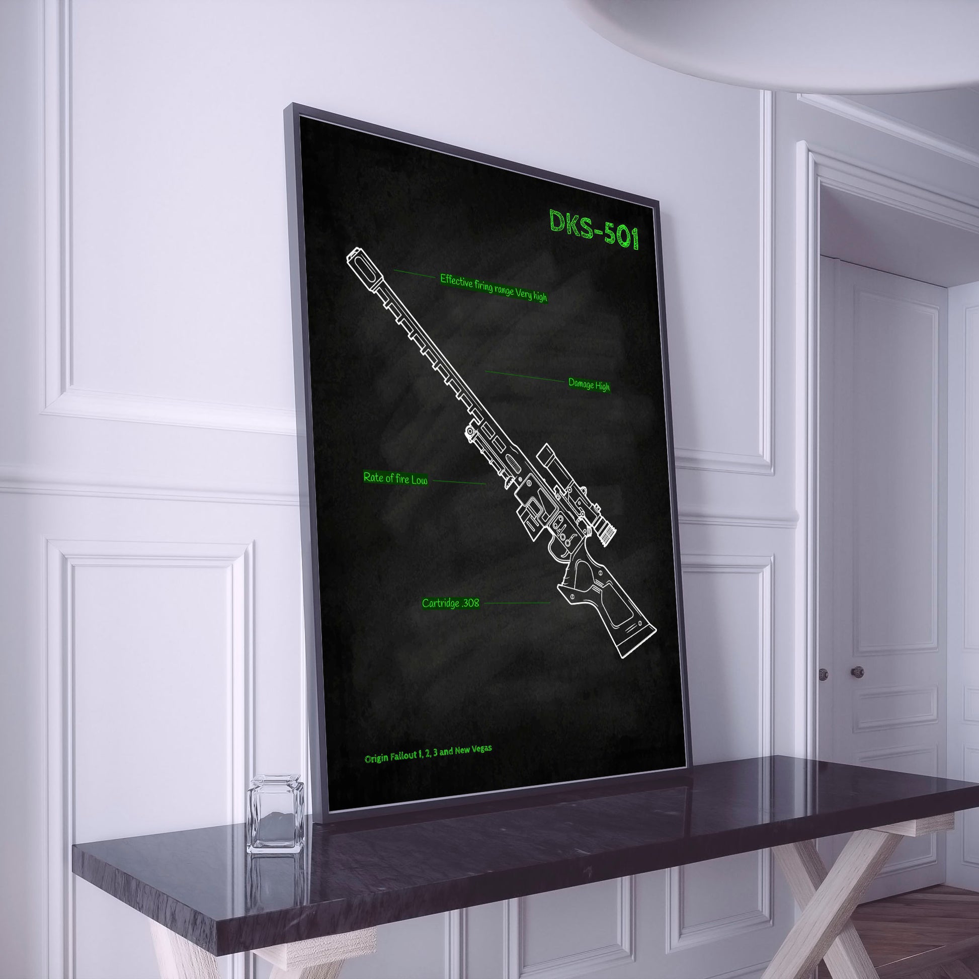 Fallout DKS-501 sniper rifle blueprint poster wall art