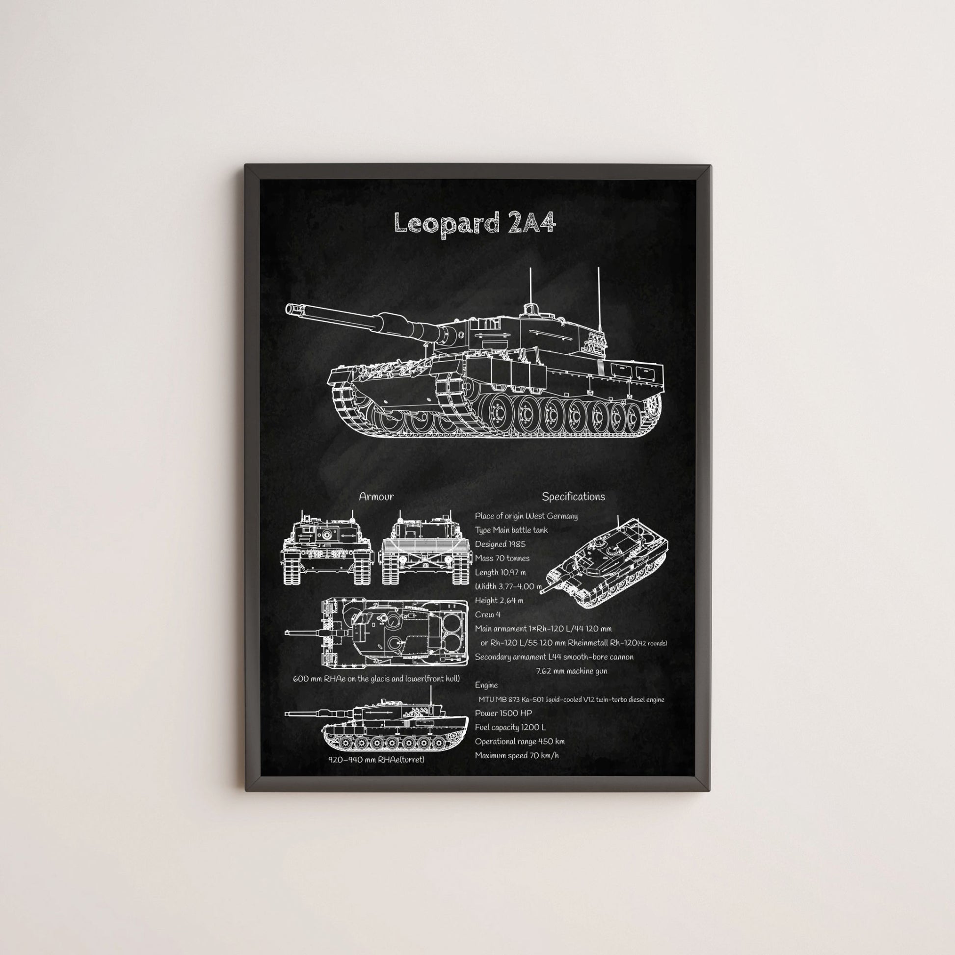 Leopard 2 tank poster wall decor