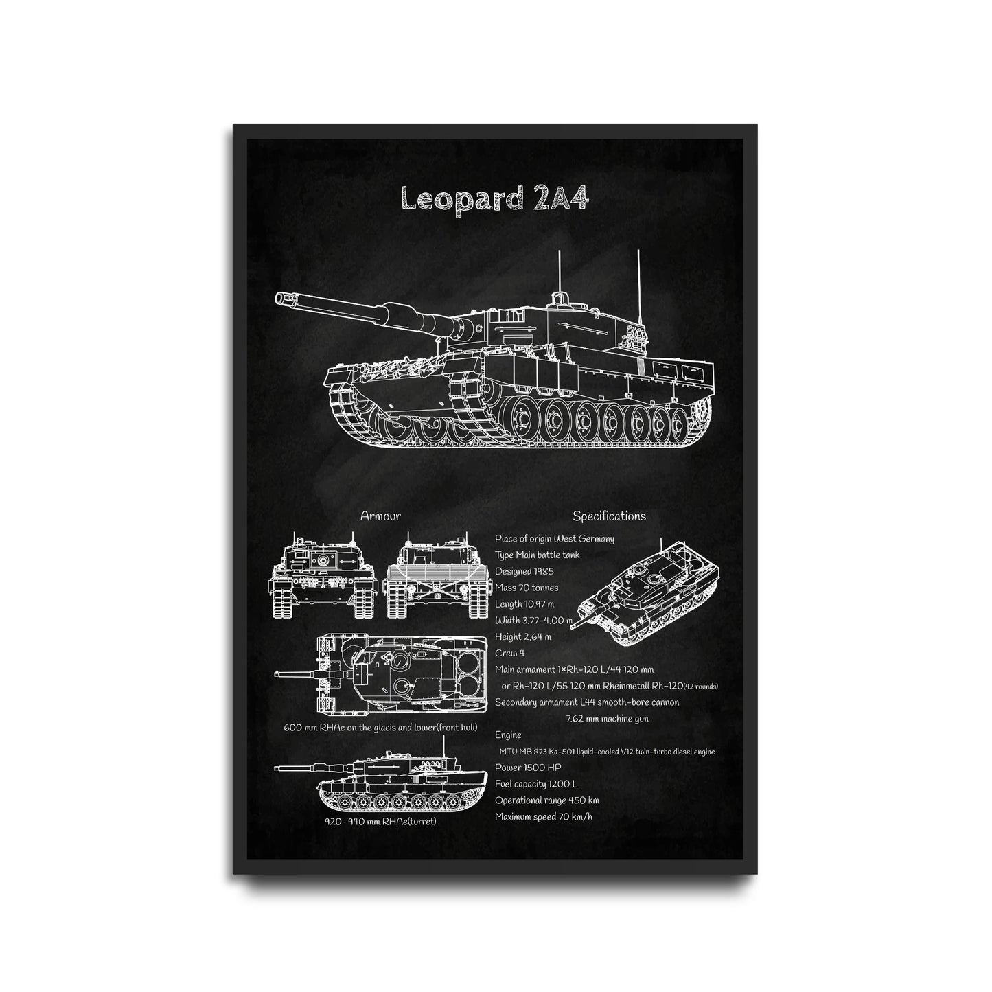 Leopard 2a4 tank poster wall decor