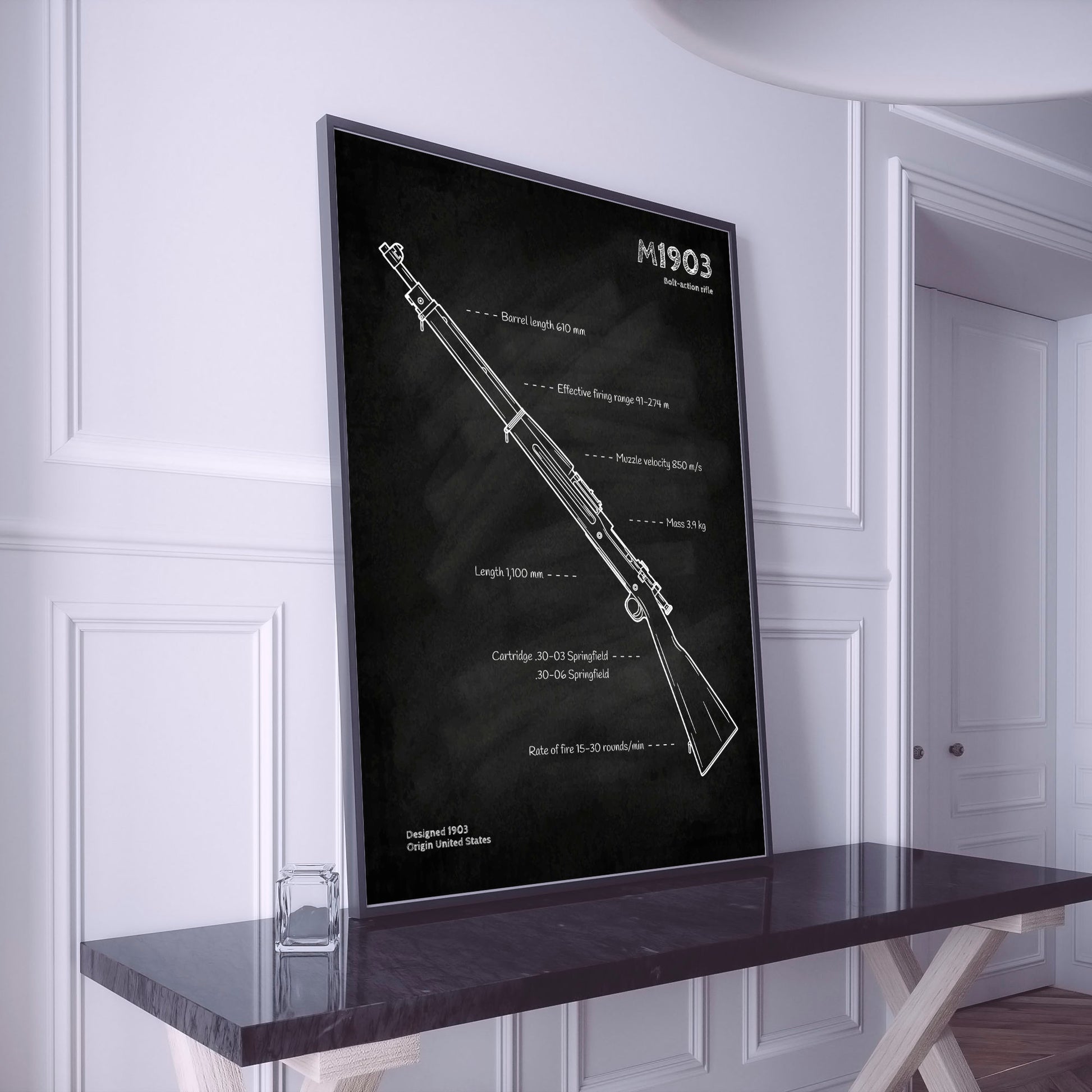 M1903 Springfield blueprint poster wall art