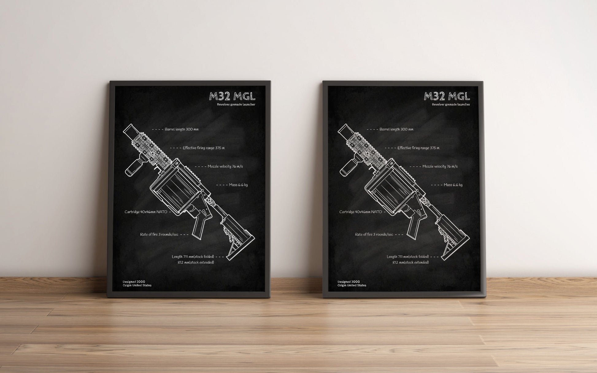 M32 MGL blueprint poster wall art