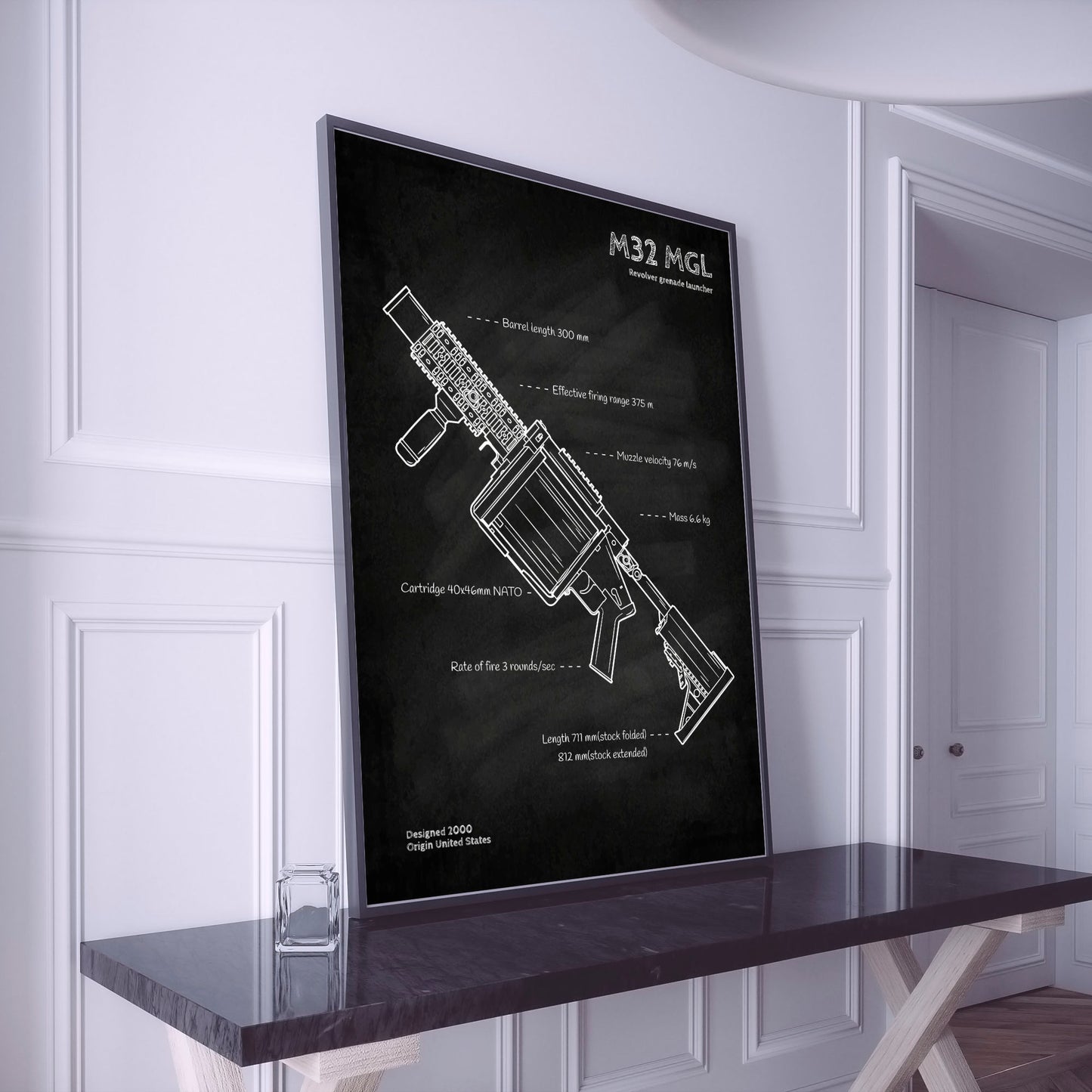 M32 MGL blueprint poster wall art