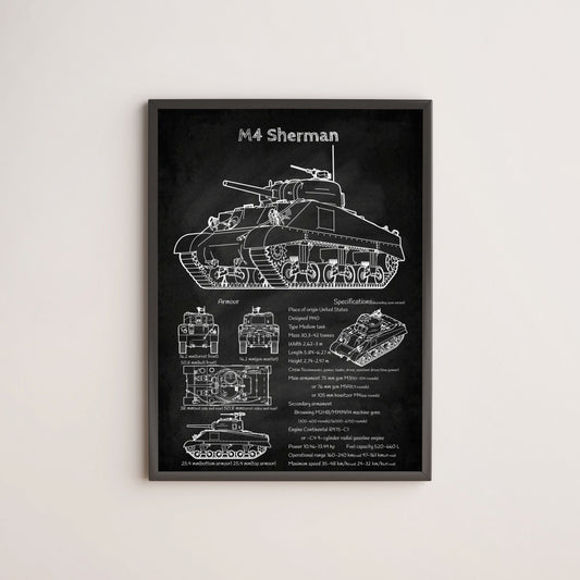 M4 Sherman tank poster wall decor