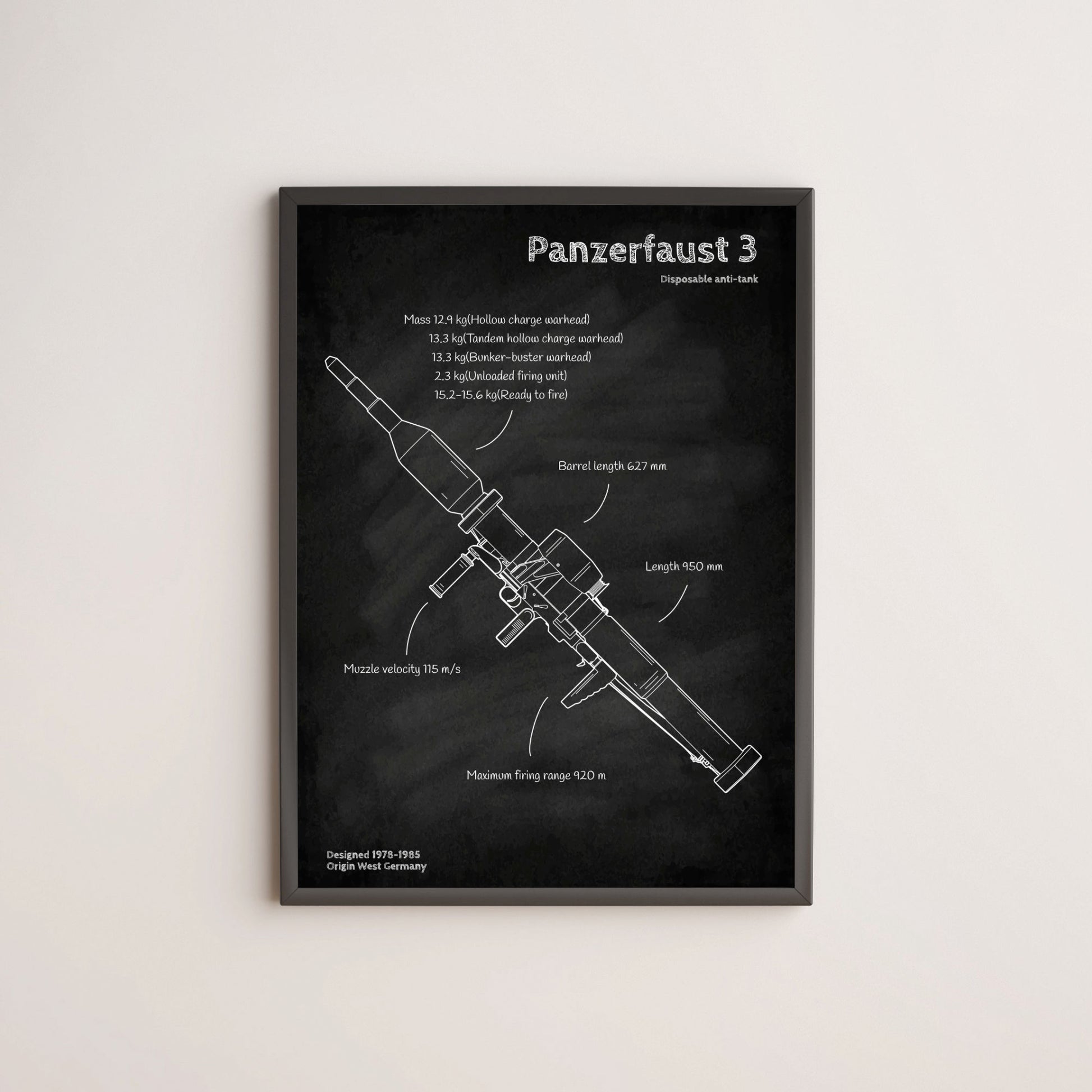 Panzerfaust 3 blueprint poster wall art