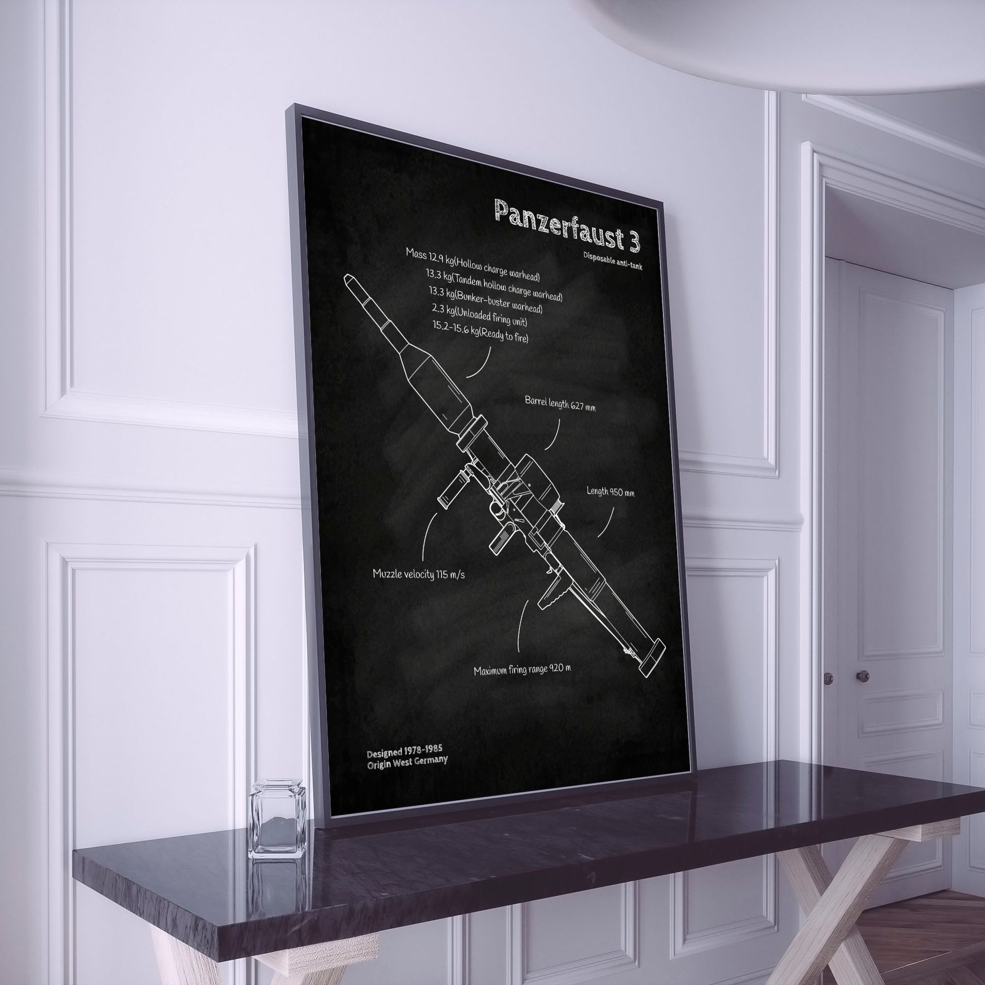 Panzerfaust 3 blueprint poster wall art