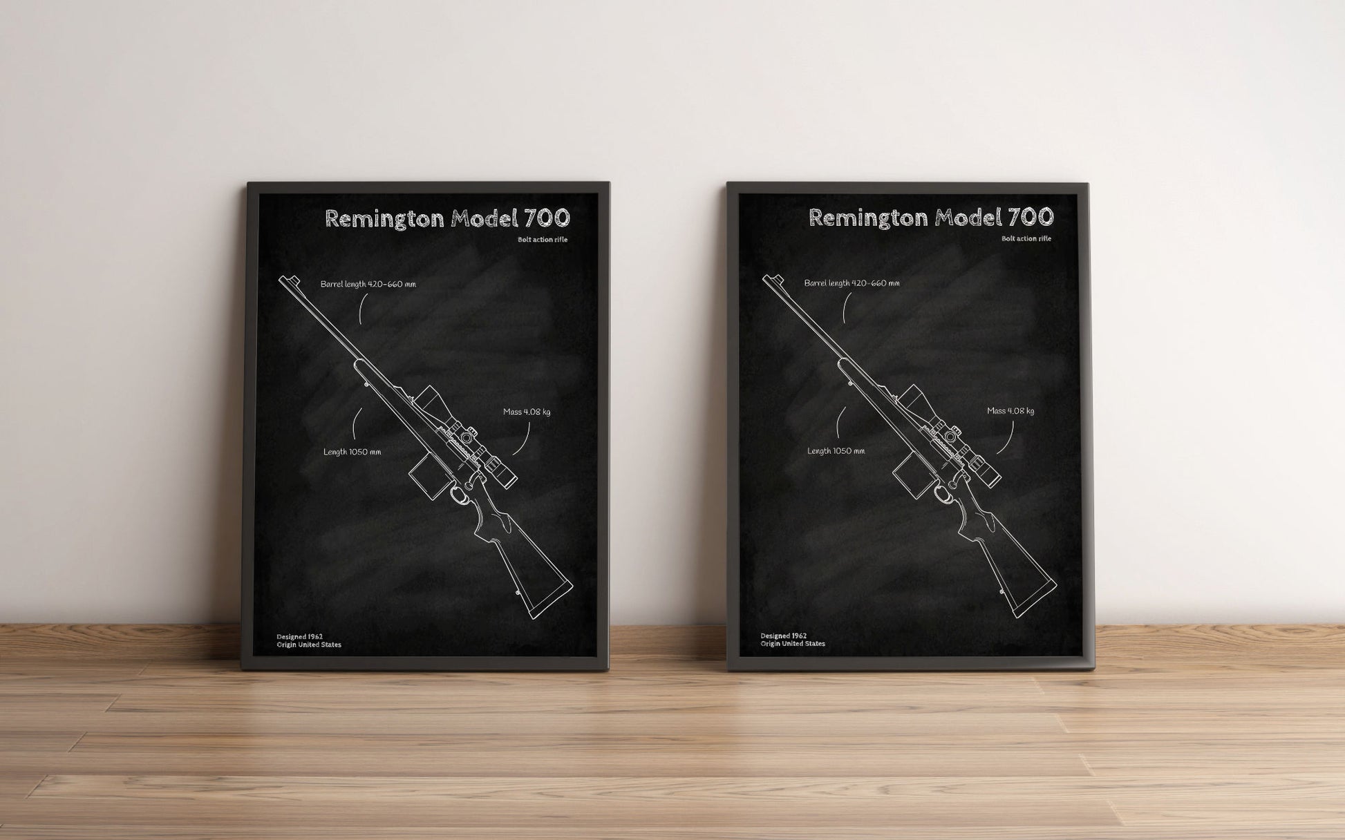 Remington Model 700 blueprint poster wall art