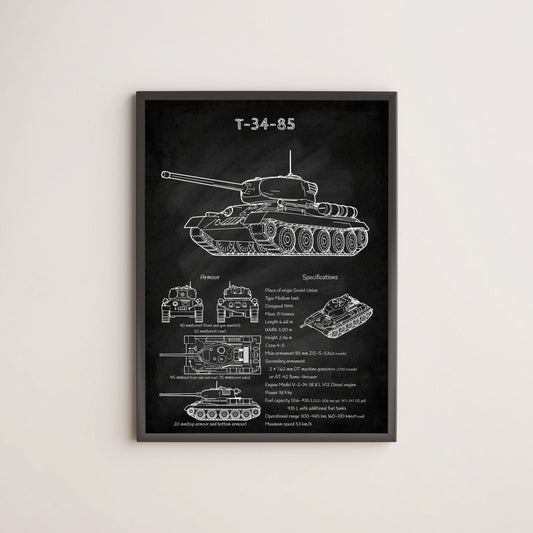 T-34-85 tank poster wall decor