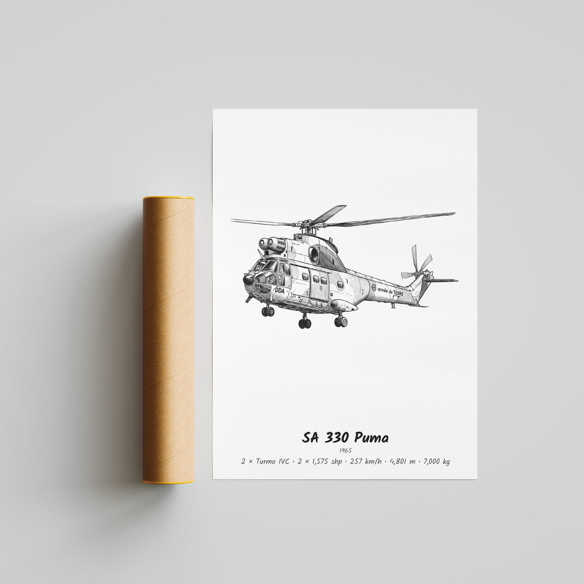 Aérospatiale SA 330 Puma Helicopter Poster