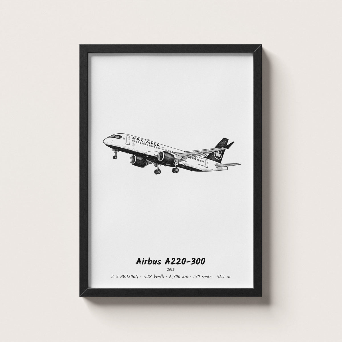 Airbus A220-300 Airliner Wall Art