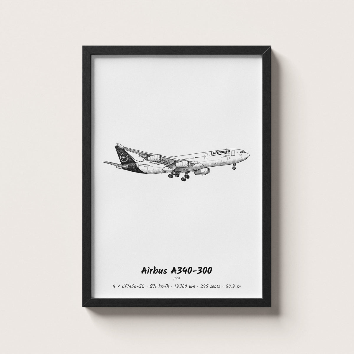 Airbus A340-300 Airliner Wall Art