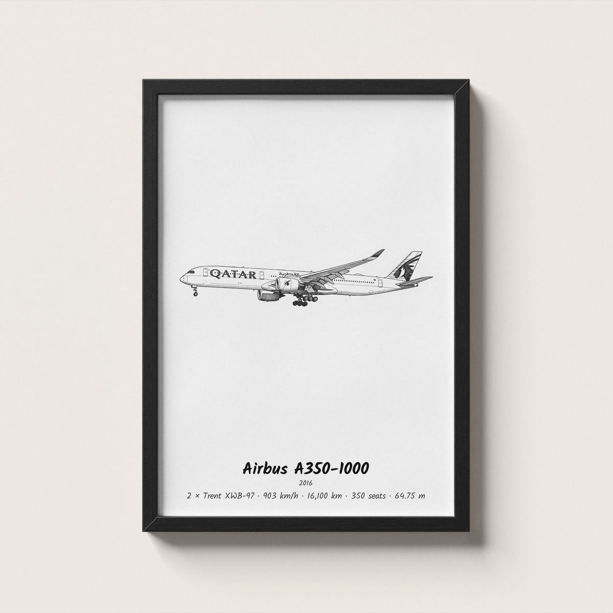 Airbus A350-1000 Airliner Wall Art